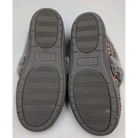 Skechers BOBS Slippers Women 7.5 Dog Print Faux Fur Lined Memory Foam Cozy - Picture 9 of 16